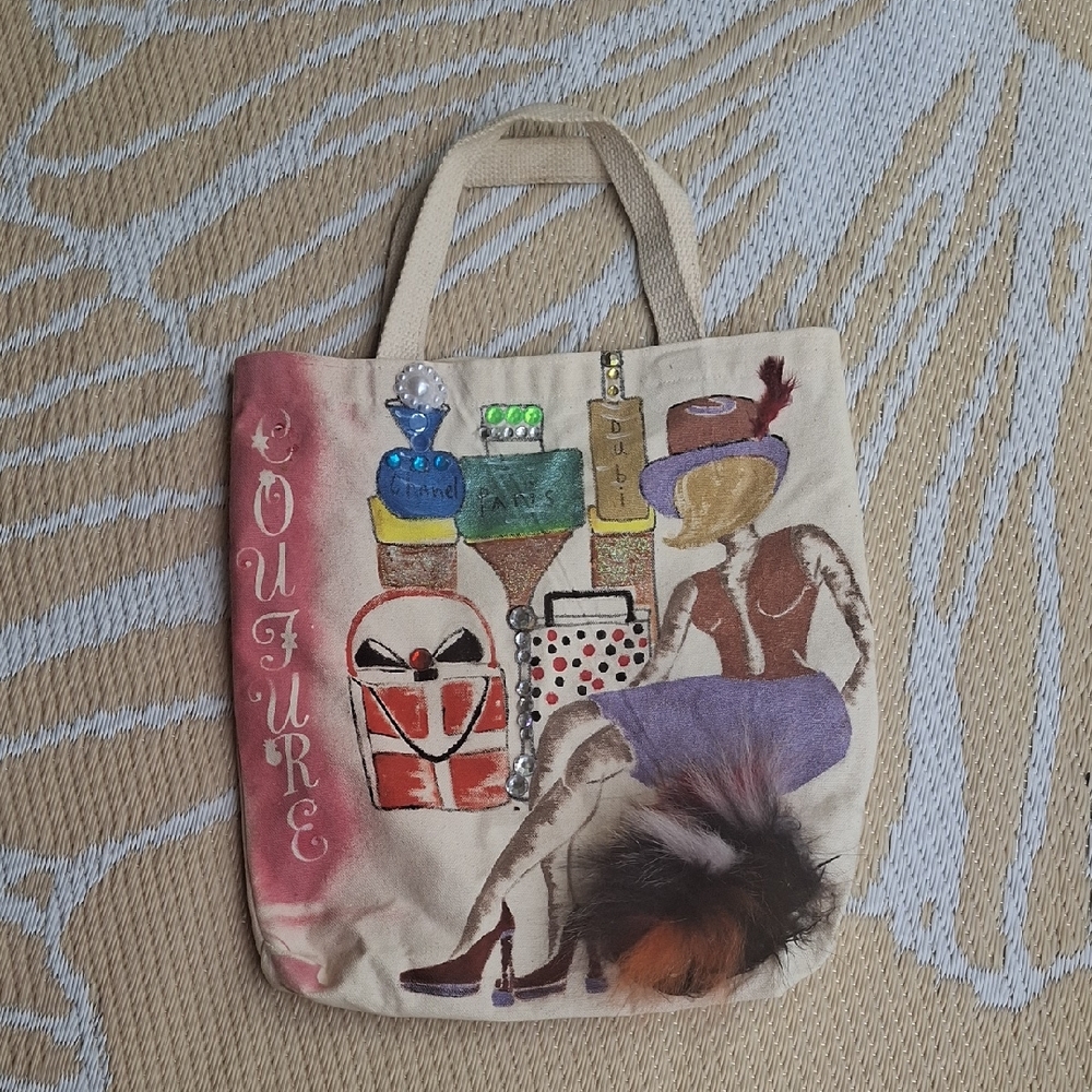Beige and Pink Women's Tote Bag